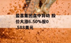 盈喜集团盘中异动 股价大涨6.50%报0.588美元